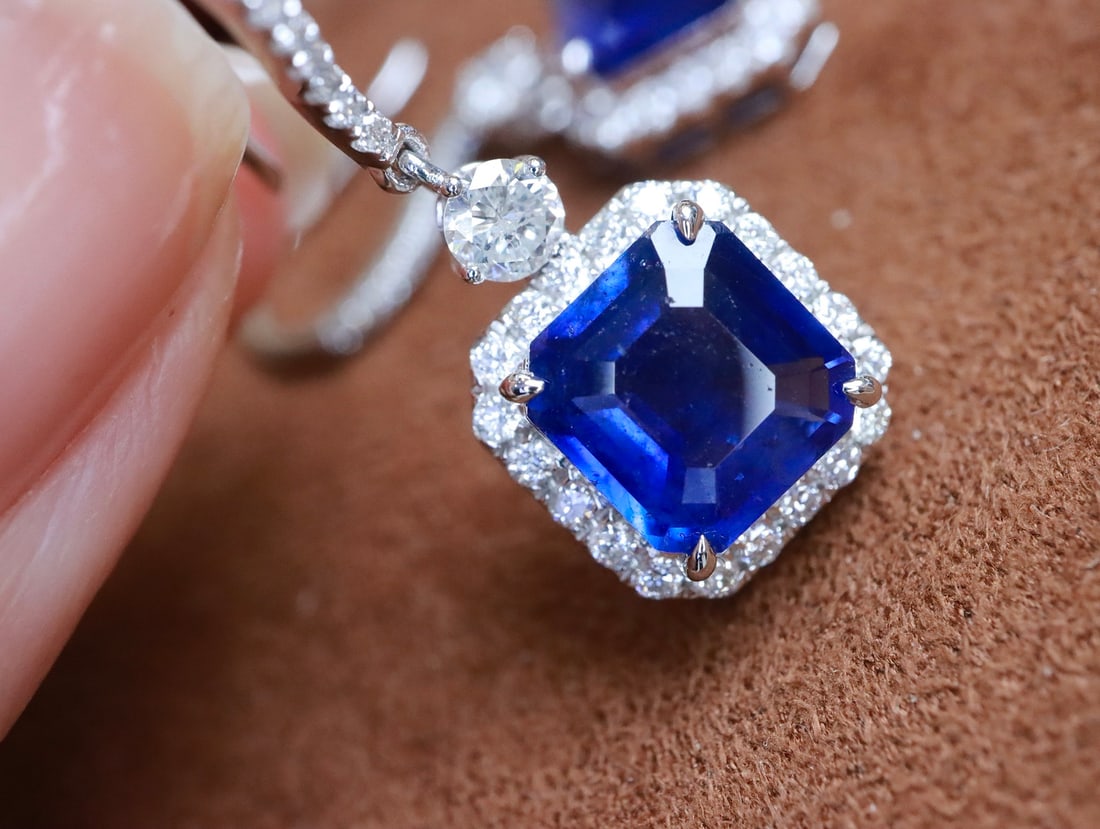 18K gold sapphire earrings - 4