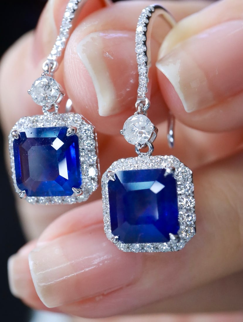18K gold sapphire earrings - 5