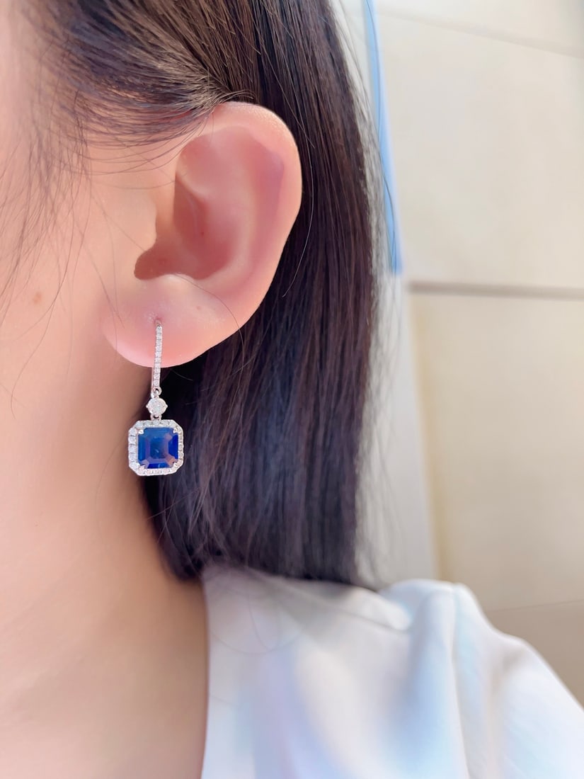 18K gold sapphire earrings - 6