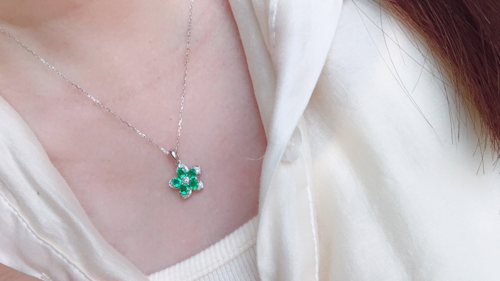 18K gold emerald pendant - 8