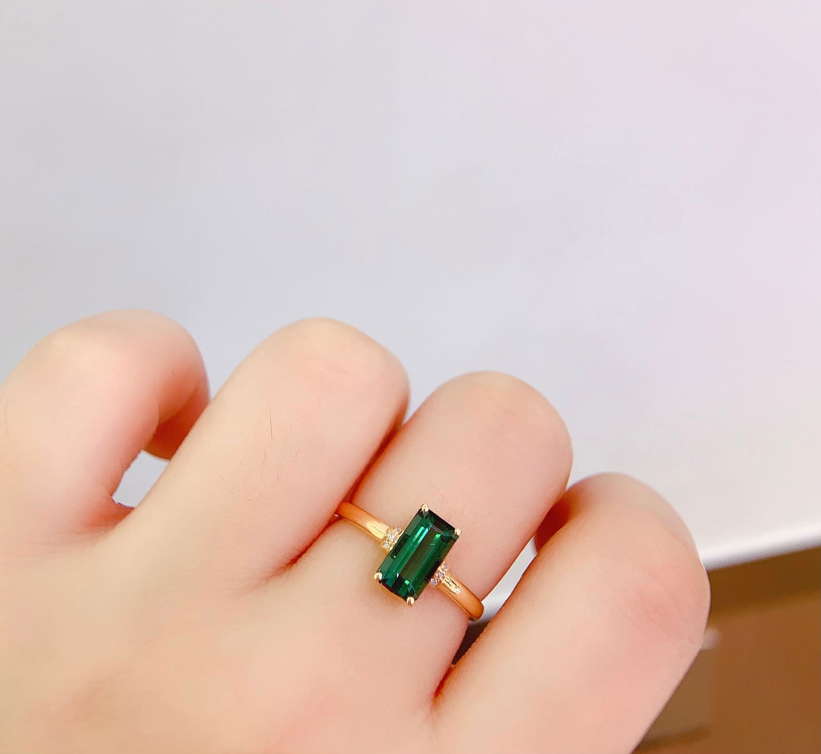 18K gold emerald ring - 6