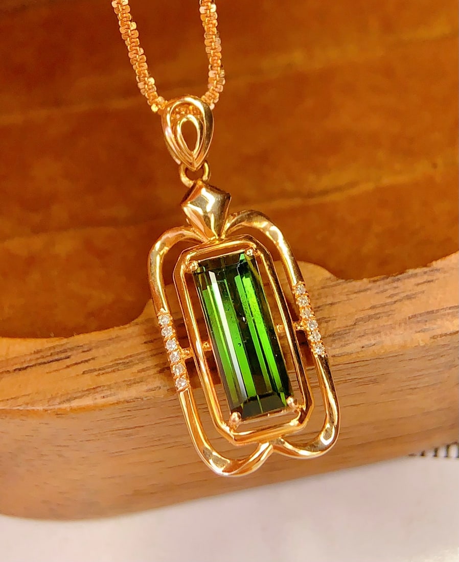 18K gold emerald pendant - 5