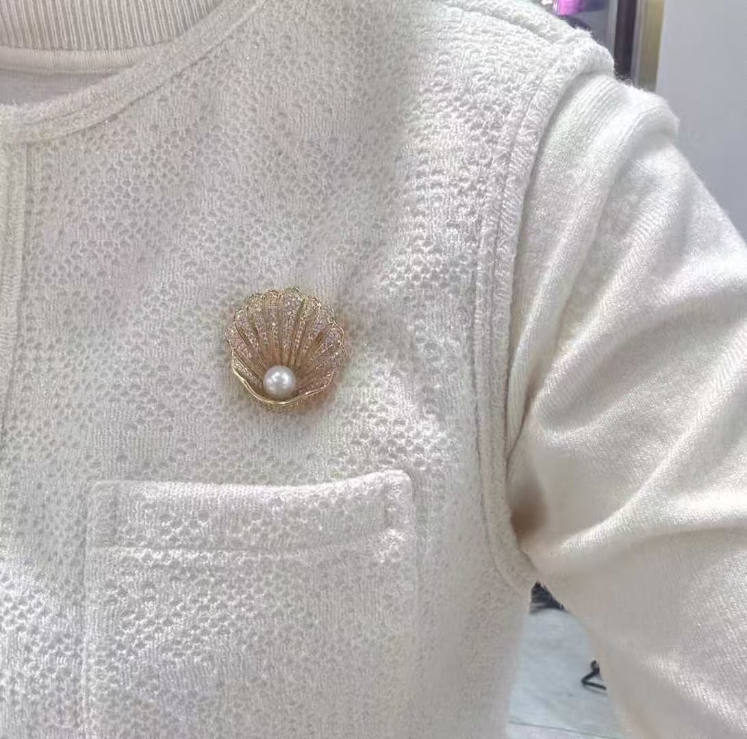 Alloy pearl brooch - 4