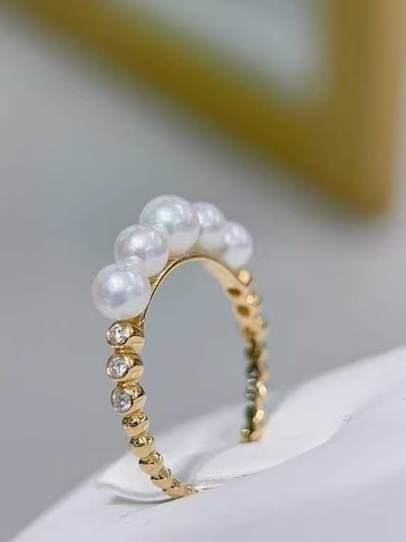 18K Gold Pearl Ring - 4