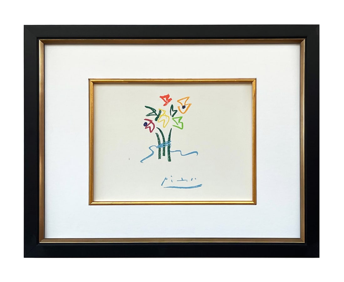 Picasso Floral Lithograph 65, 1968 Framed: Title: Picasso Floral Lithograph 65, 1968 Framed Description: Title: Floral Artist: Pablo Picasso Country: Spain Medium: Lithograph - 65 Marks: Not signed, not numbered Paper size: 12.50 X 9.50 inch P