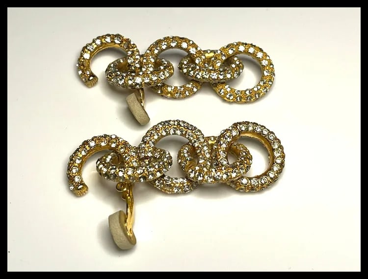 Vintage Rhinestone Statement Earrings - 3
