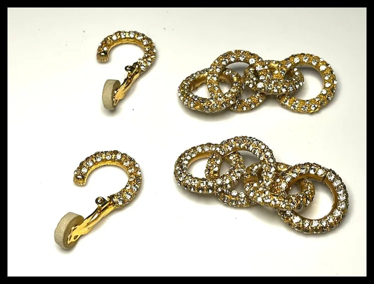 Vintage Rhinestone Statement Earrings - 4