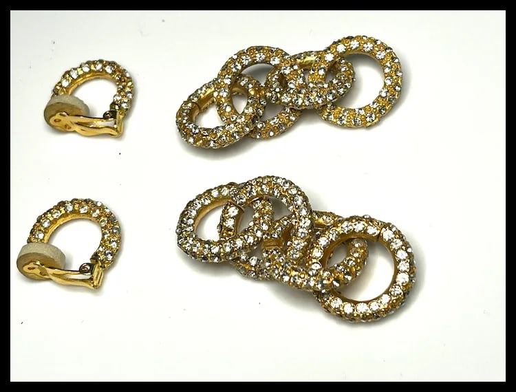 Vintage Rhinestone Statement Earrings - 5