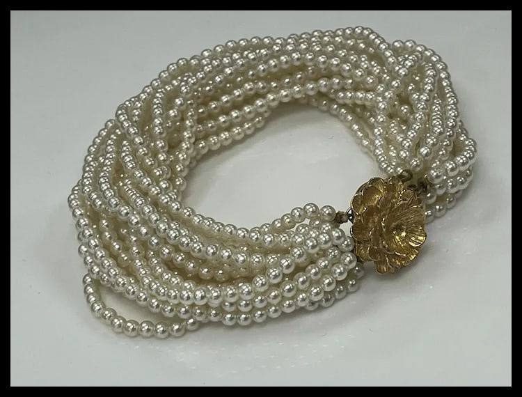 Vintage Multi Strand Bracelet and Statement Earring Set - 5