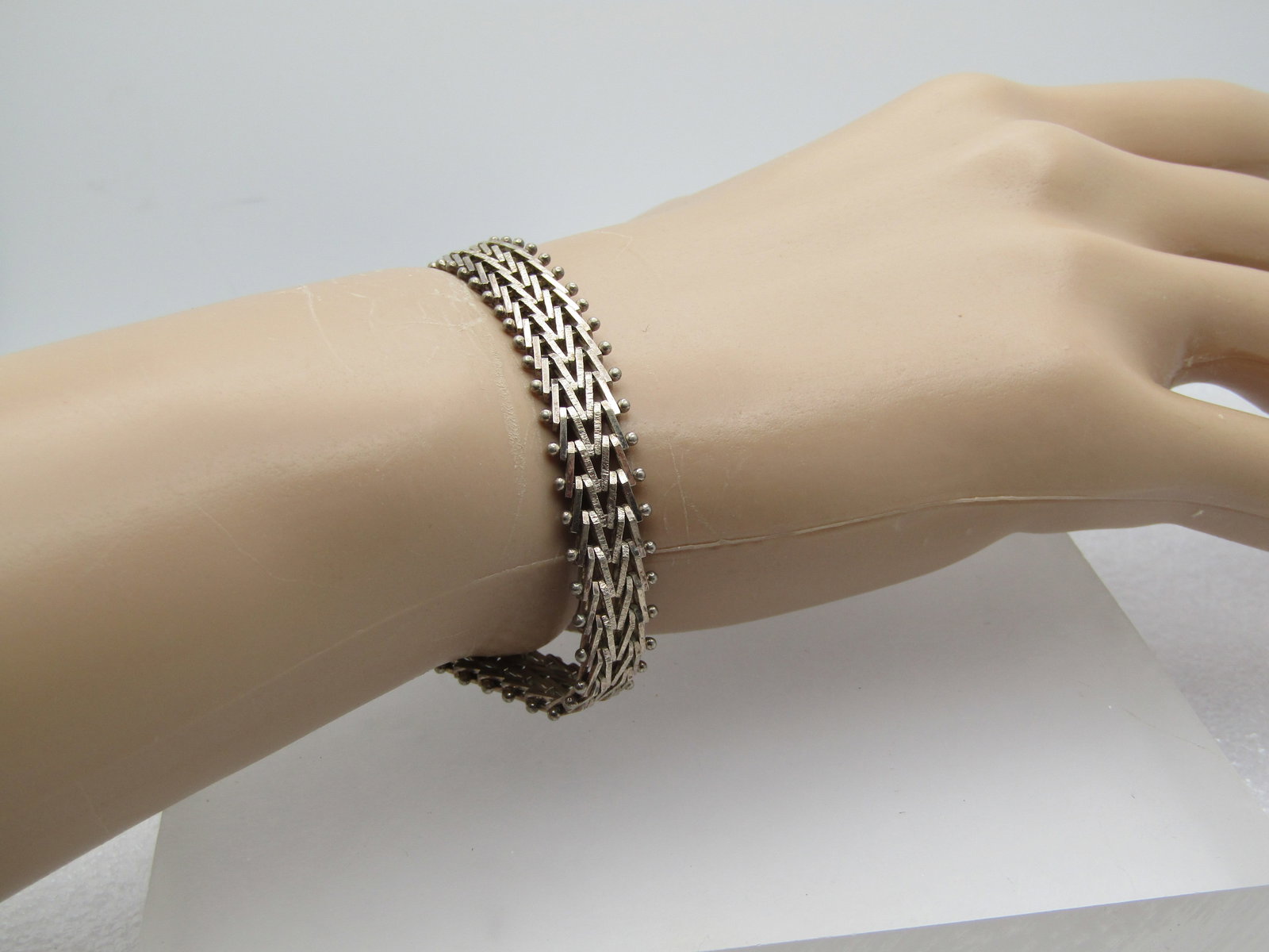 Vintage Sterling Woven Link Bracelet, 7". 9mm, Italy, 1980's-1990's - 5