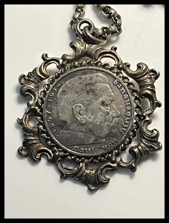 Custom Antique German Ritual Relic Sterling Silver Coin Medalian Necklace/Belt - 6