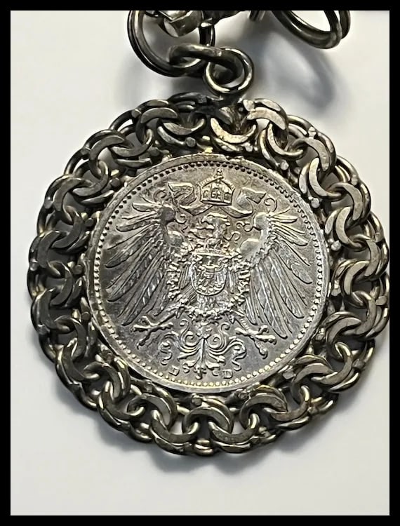 Custom Antique German Ritual Relic Sterling Silver Coin Medalian Necklace/Belt - 9