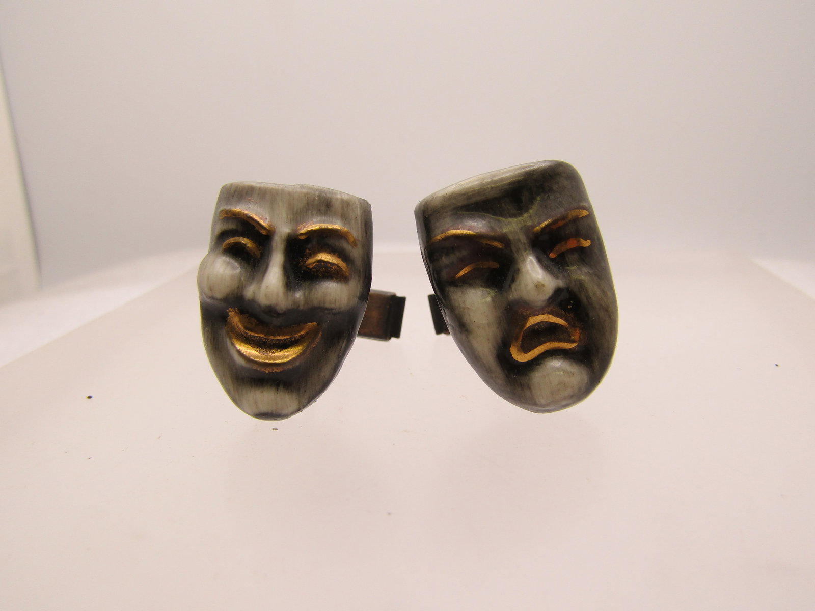 Vintage Comedy & Tragedy Cufflinks, 1940's-1950's, Copper (1 of 4)