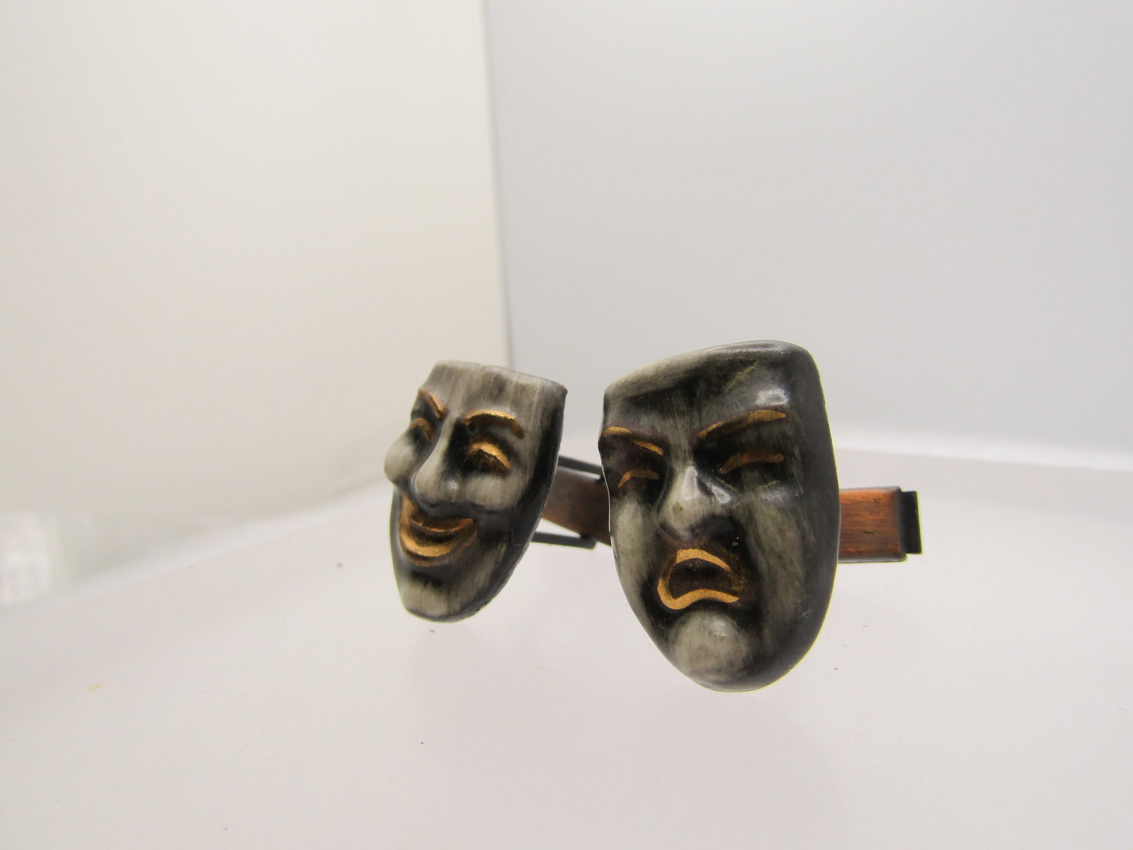 Vintage Comedy & Tragedy Cufflinks, 1940's-1950's, Copper - 2
