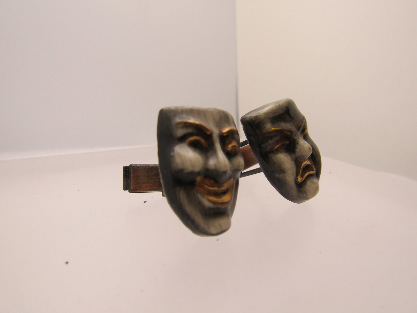 Vintage Comedy & Tragedy Cufflinks, 1940's-1950's, Copper - 3