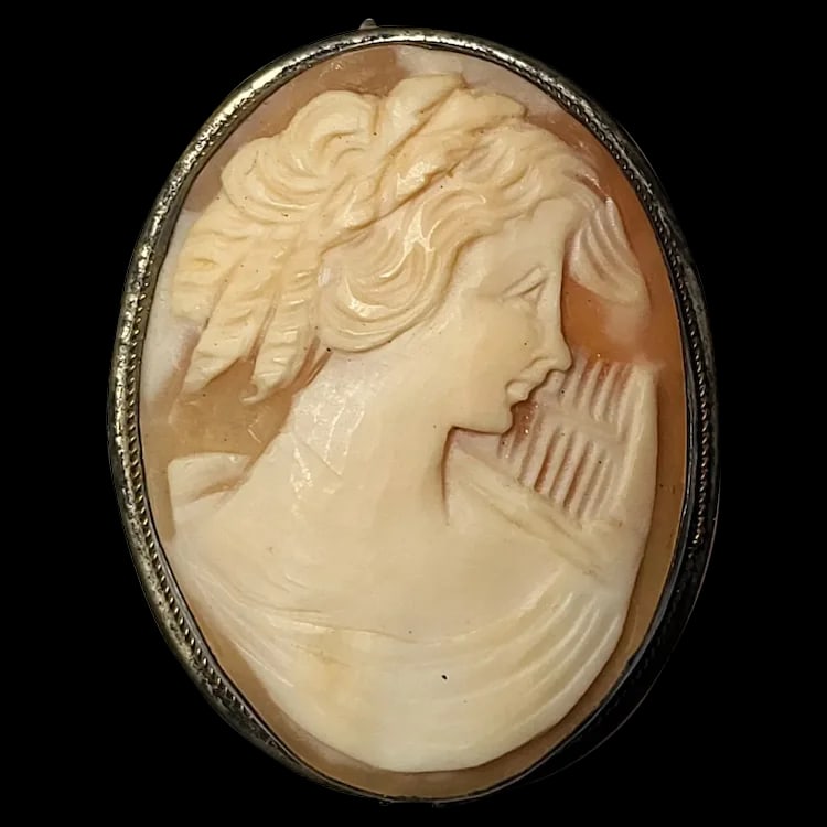 Vintage Hand-Carved Shell Cameo Pendant/Brooch (1 of 5)