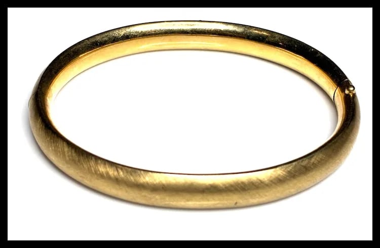 Vintage Carl Art 14k GF Bangle Bracelet with Leaf Detail - 3