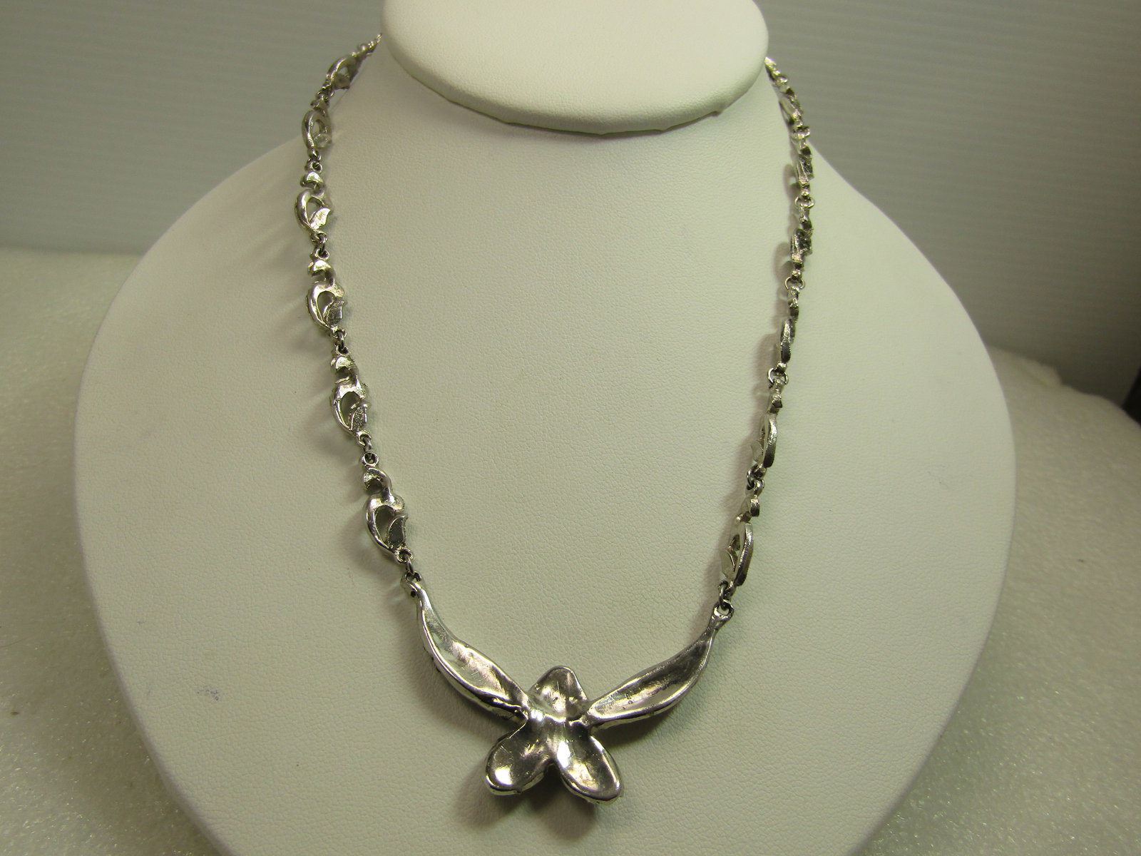 Vintage Faux Marcasite Drop Necklace, 16", 1970's - 7