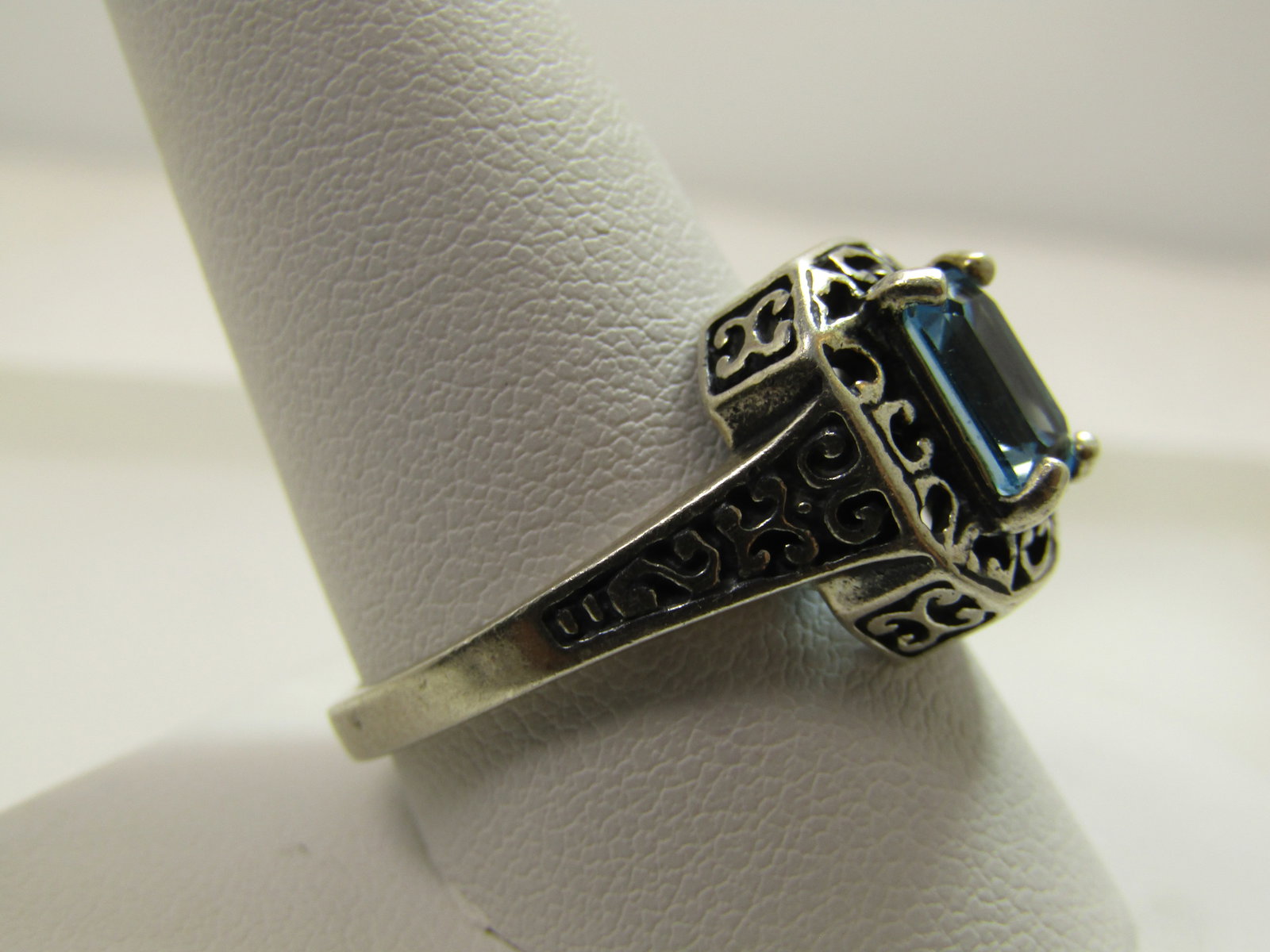 Vintage Sterling Blue Topaz Ring, Sz. 10.5, 1980's-1990's - 3