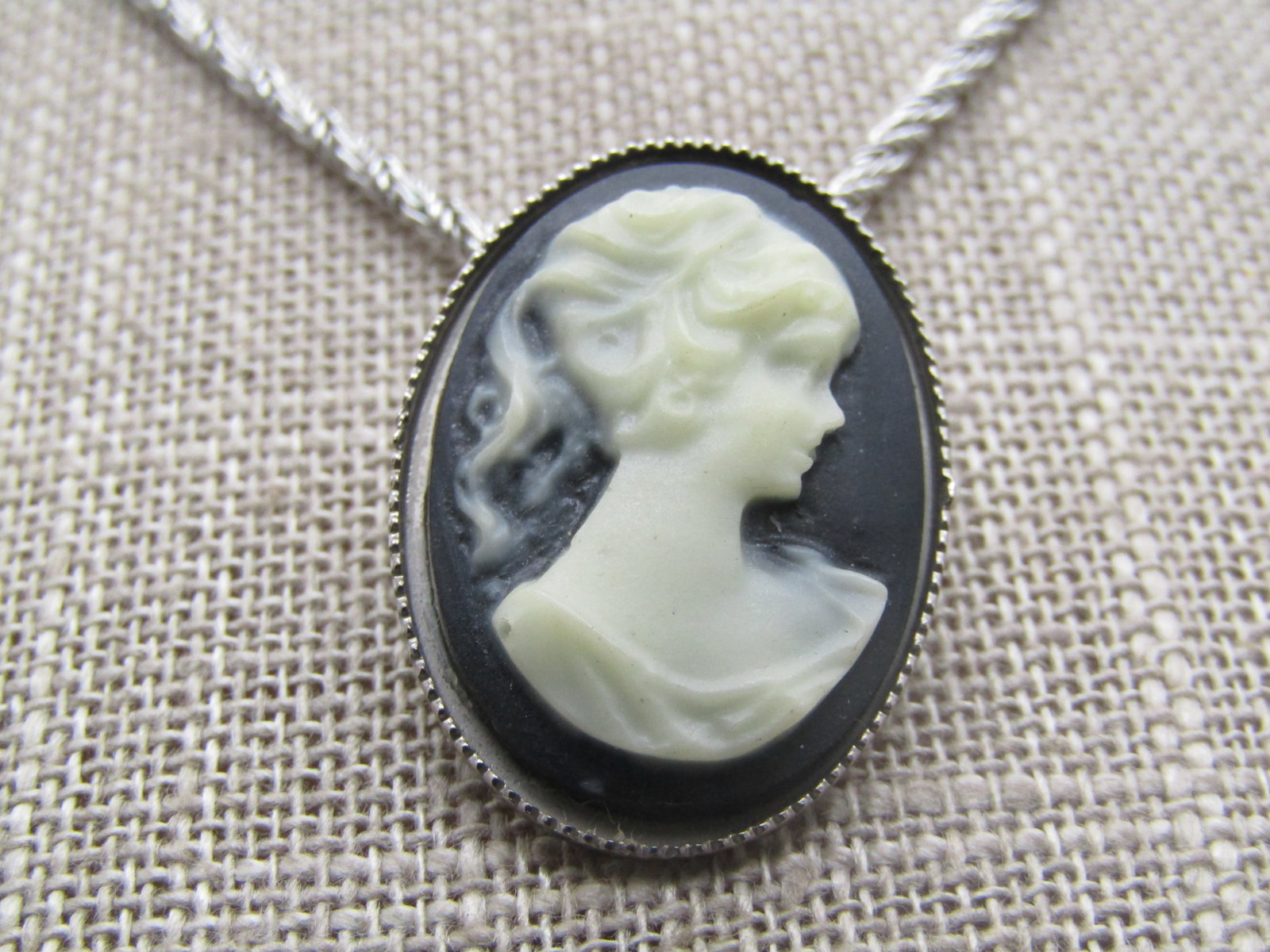 Vintage Cameo Necklace, 15" Monet Chain, 1960's-1970's - 2