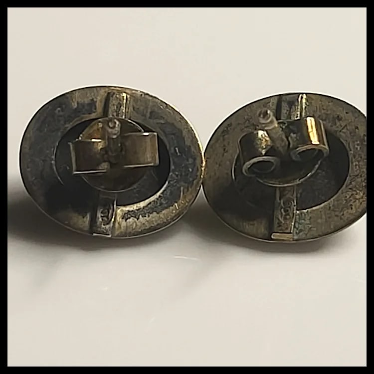 Vintage Mother of Pearl Camo Earrings - 3