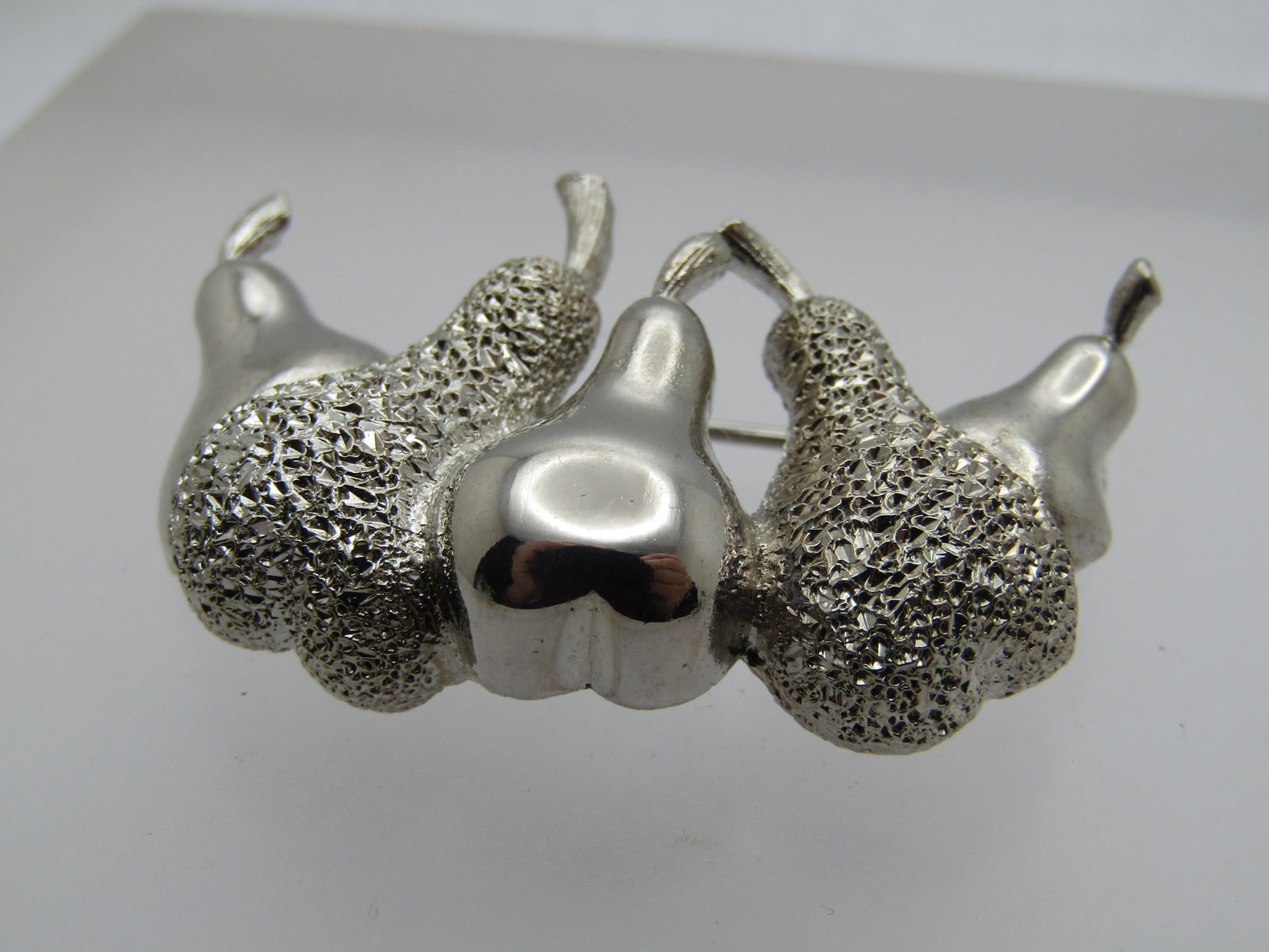 Vintage Pears Brooch, 1970's-1980's, Silver Tone, 1.75" - 2