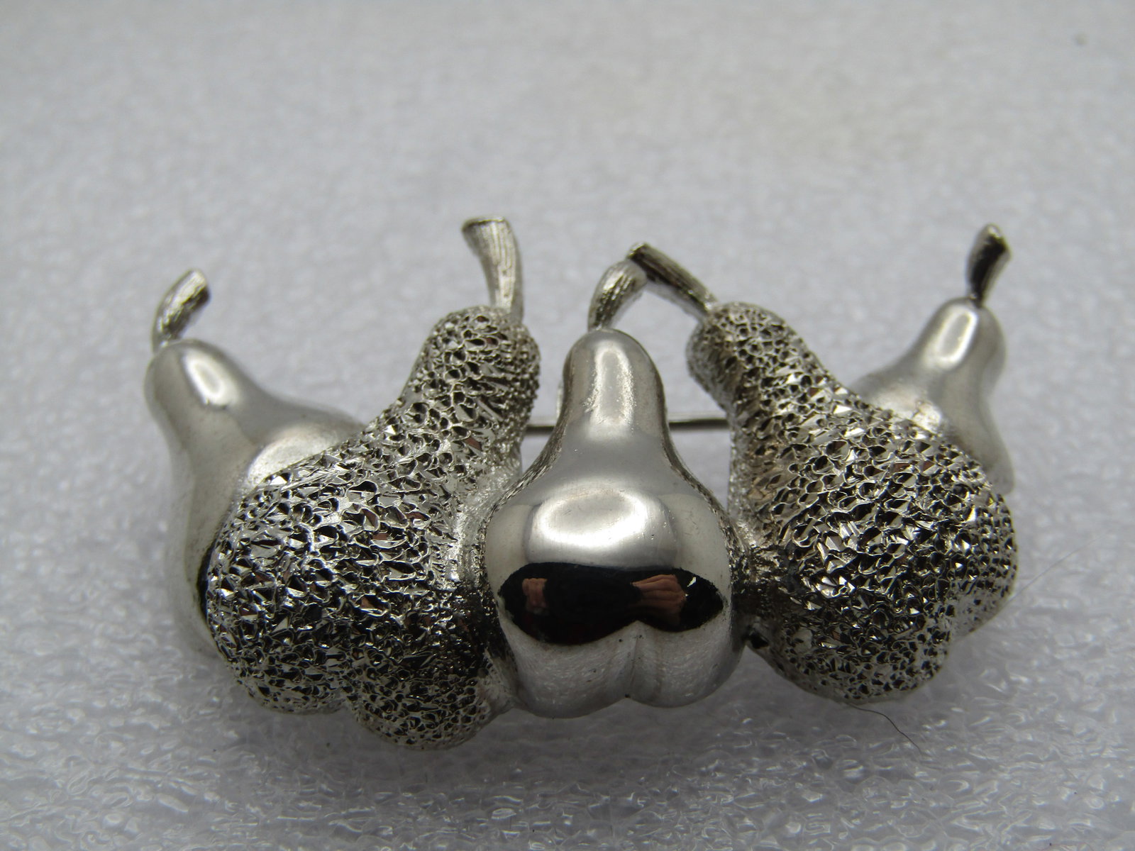 Vintage Pears Brooch, 1970's-1980's, Silver Tone, 1.75" - 4