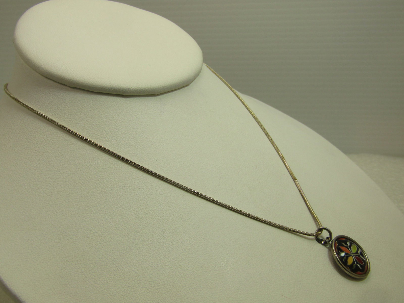 Vintage Sterling Hex Sign Necklace, 18" Plated Chain, Signed Trullson on Pendant, 1960's-1970's - 3