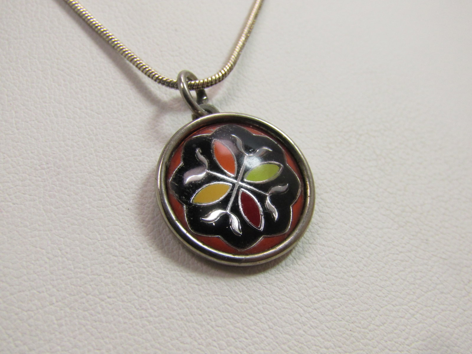 Vintage Sterling Hex Sign Necklace, 18" Plated Chain, Signed Trullson on Pendant, 1960's-1970's - 4