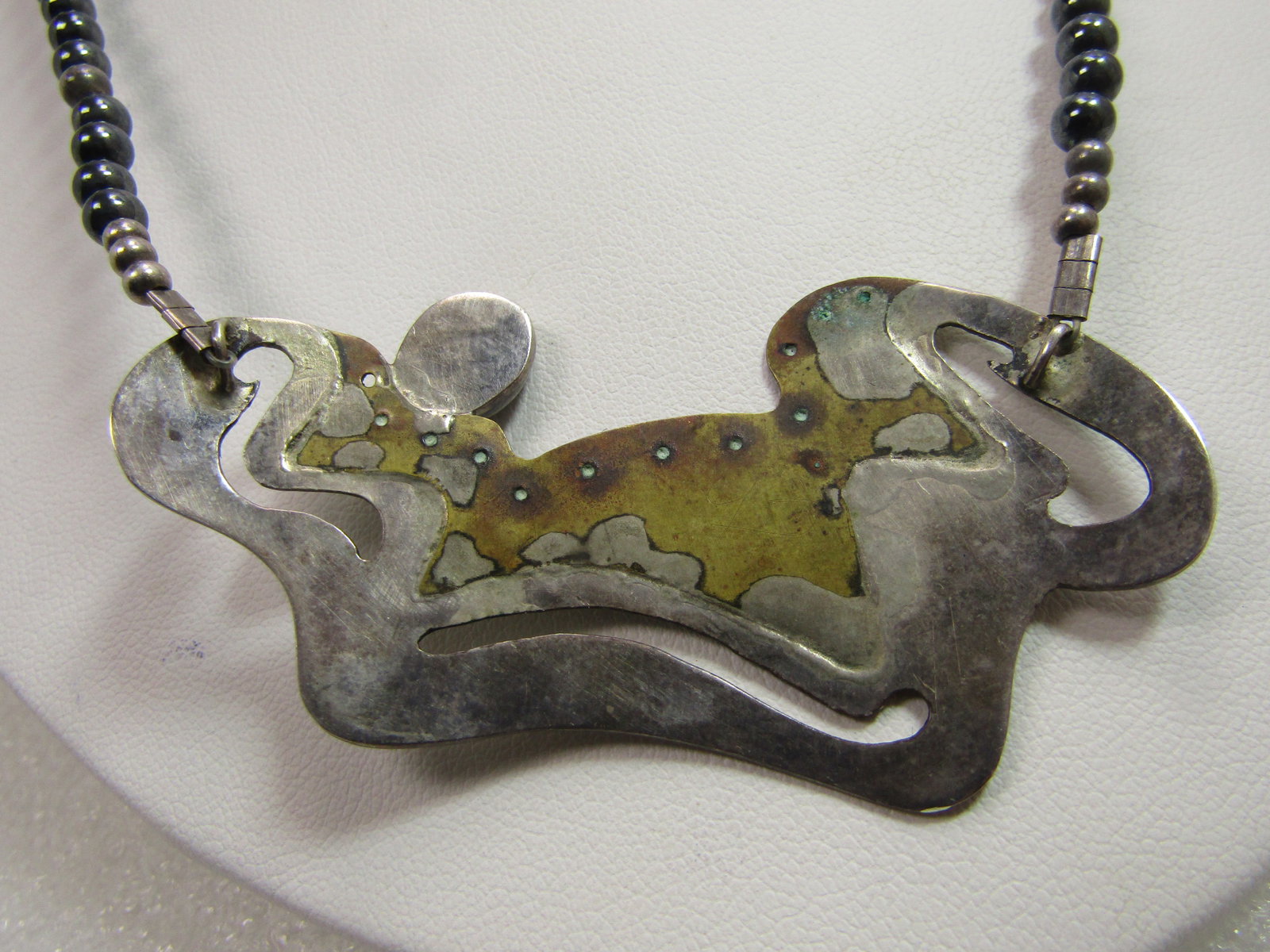 Vintage Sterling Brutalist/Modernist Necklace, Hematite, 18.5", 1980's - 7