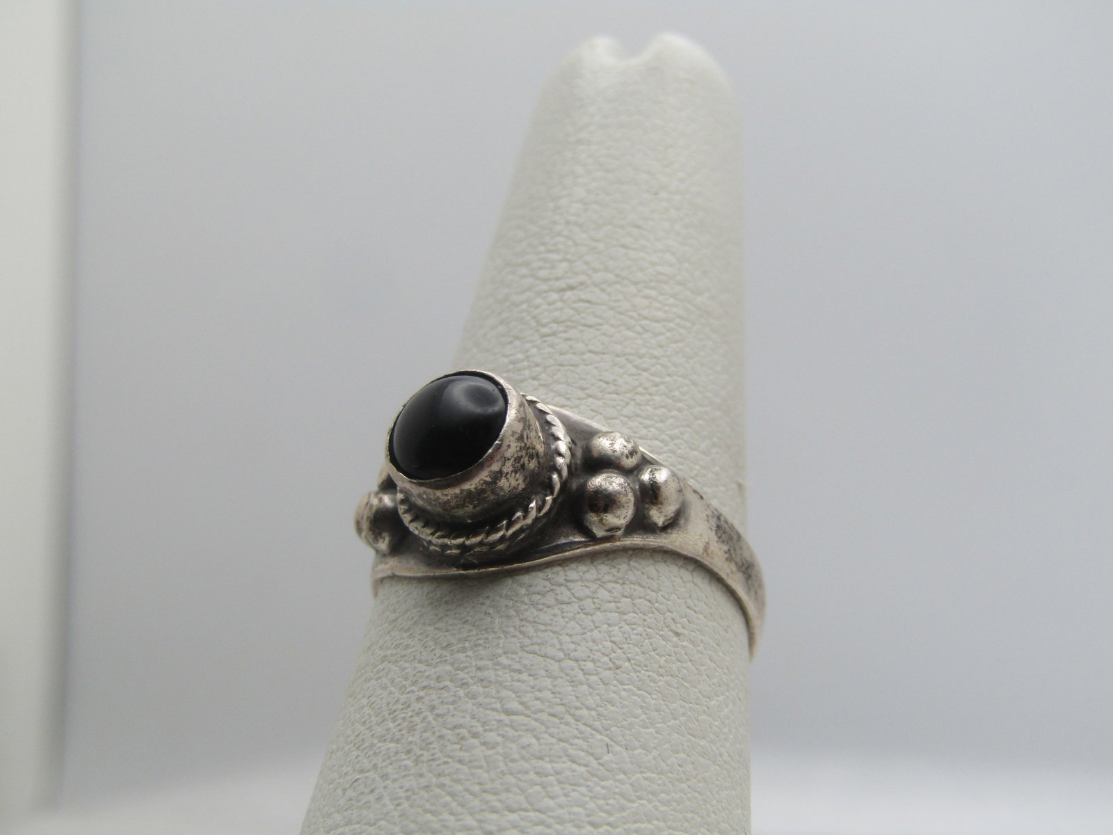 Vintage Sterling Onyx Ring, Southwestern/Bali, Sz. 8, 1970's-1980's - 2
