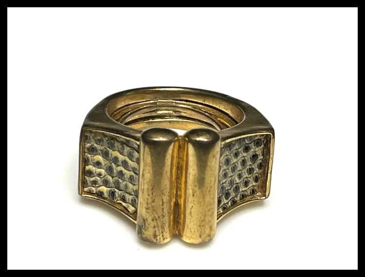 Vintage Gold Tone Kara Ross Snake- Skin Ring - 3