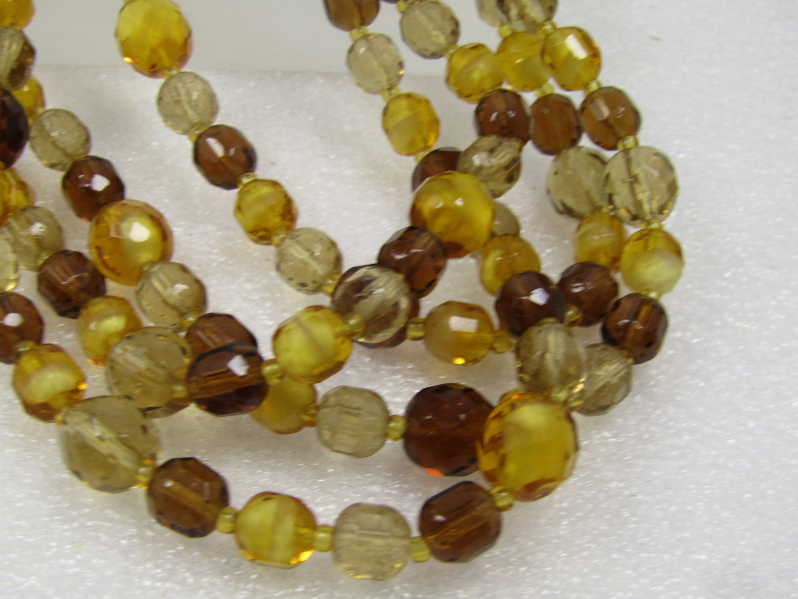 Vintage Brown/Yellow Faceted Glass Beaded Necklace, 56",. 1940s-1960's - 6