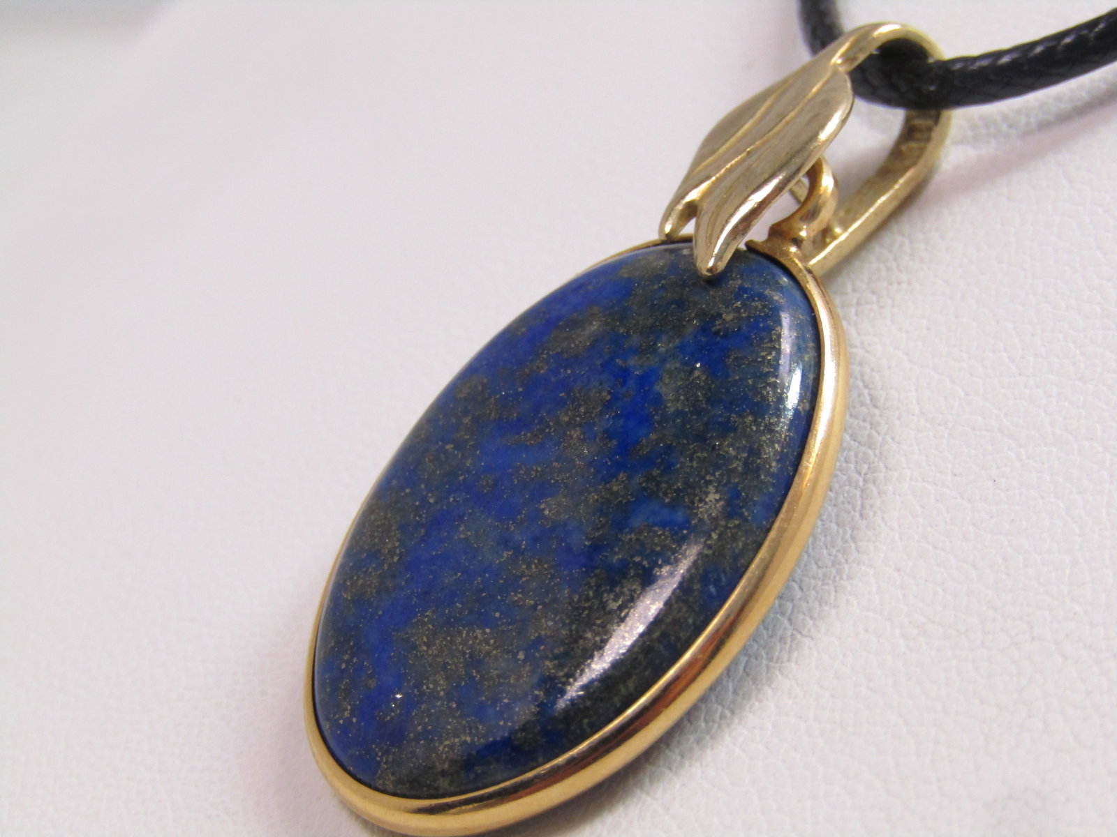 Vintage Lapis Lazuli Leaf Pendant/Necklace, 24", 1980's-1990's, 14kt G.F. - 8