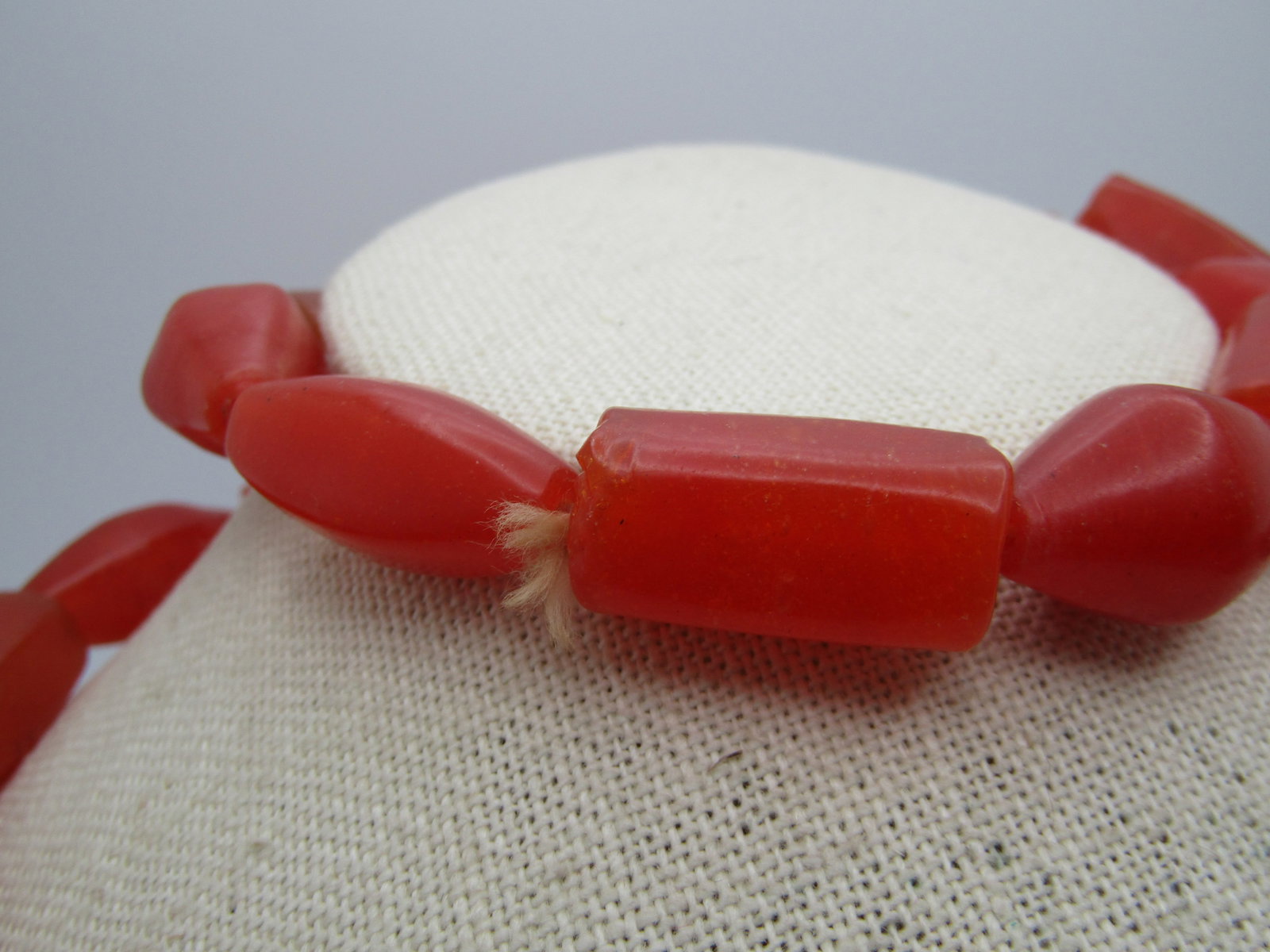 Vintage 30" Coral Plastic Beaded Necklace, 1940's-1950's - 3