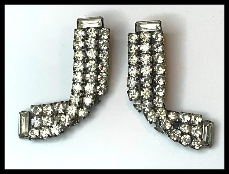 Vintage Art Deco Paste/Rhinestone Oversized Statement Earrings - 5
