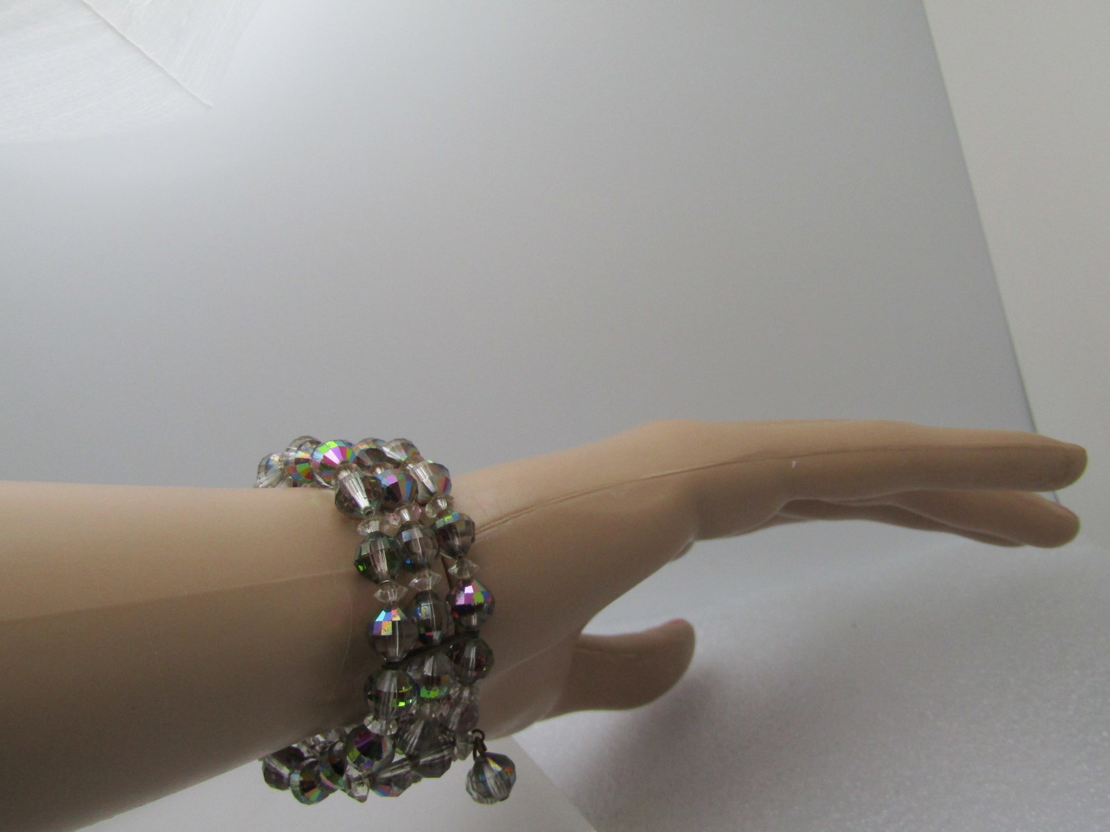 Vintage Aurora Borealis Coiled Bracelet, 6.5"-7.5", 1960's - 5