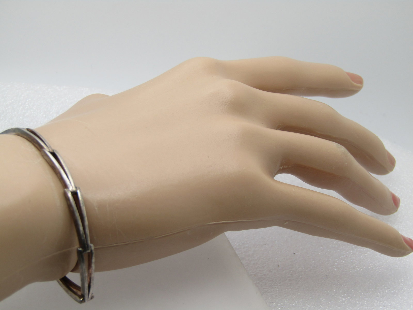 Vintage Sterling Open Long V-Link Bracelet, 7.24", Unisex, Italy, 1980's-1990's - 5