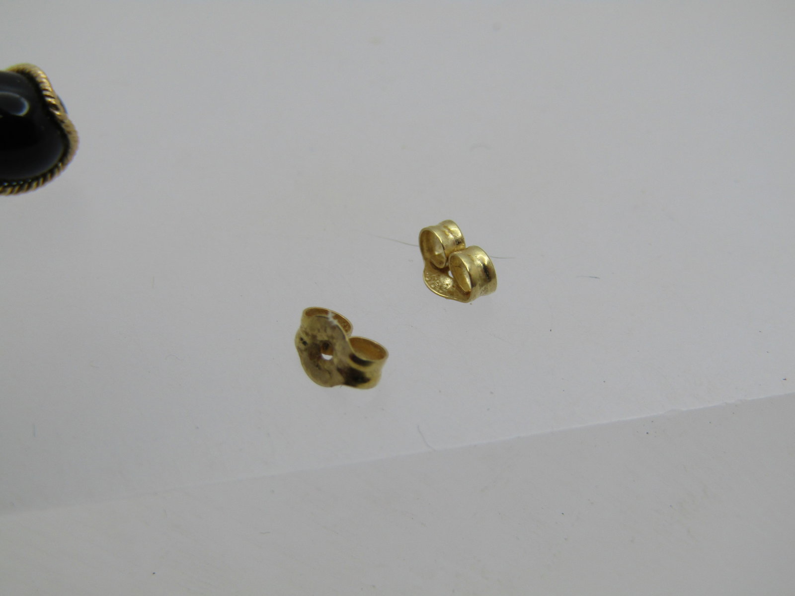 Vintage 14kt Onyx Drop Earrings, Pierced, Original Box, Jacmel, ZZ 1990's. - 6