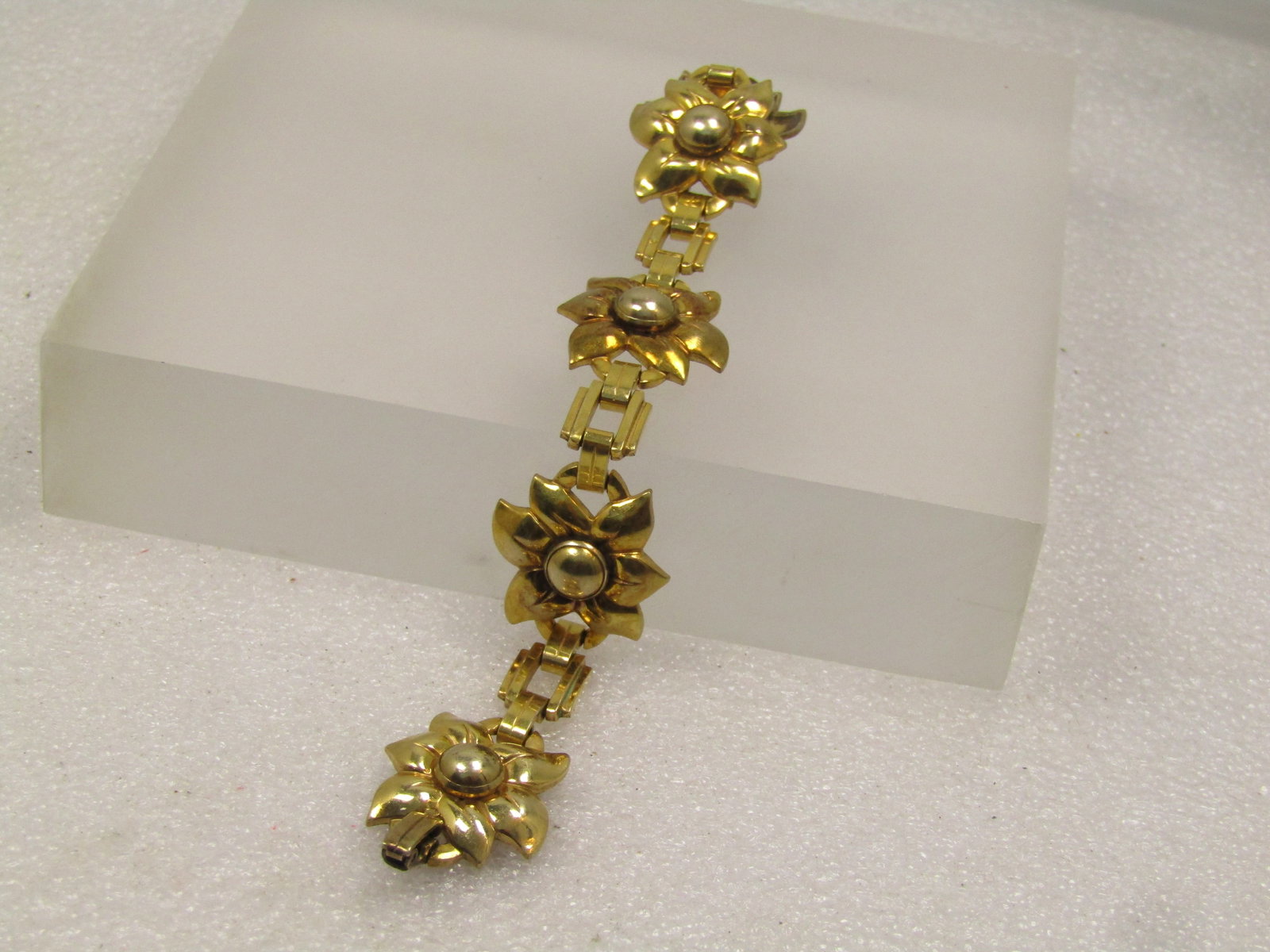 Vintage 10kt G.F. Floral Bracelet, 7", 1940's-1950's, Signed - 4