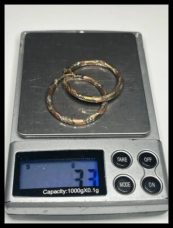 Vintage Diamond Cut Sterling Silver and 1/20 10k Gold Hoop Earrings - 8