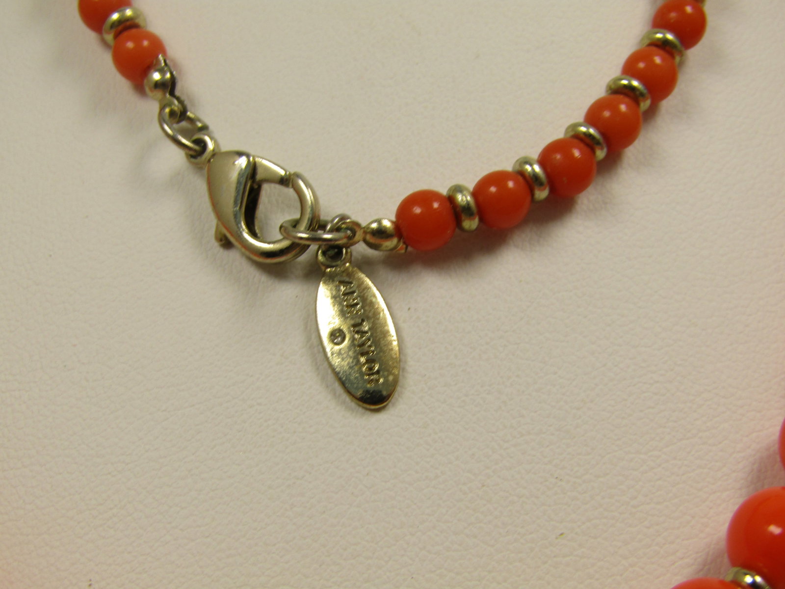 Vintage Ann Taylor Orange/Tan Beaded Necklae, 36", Graduated, 1980's - 2