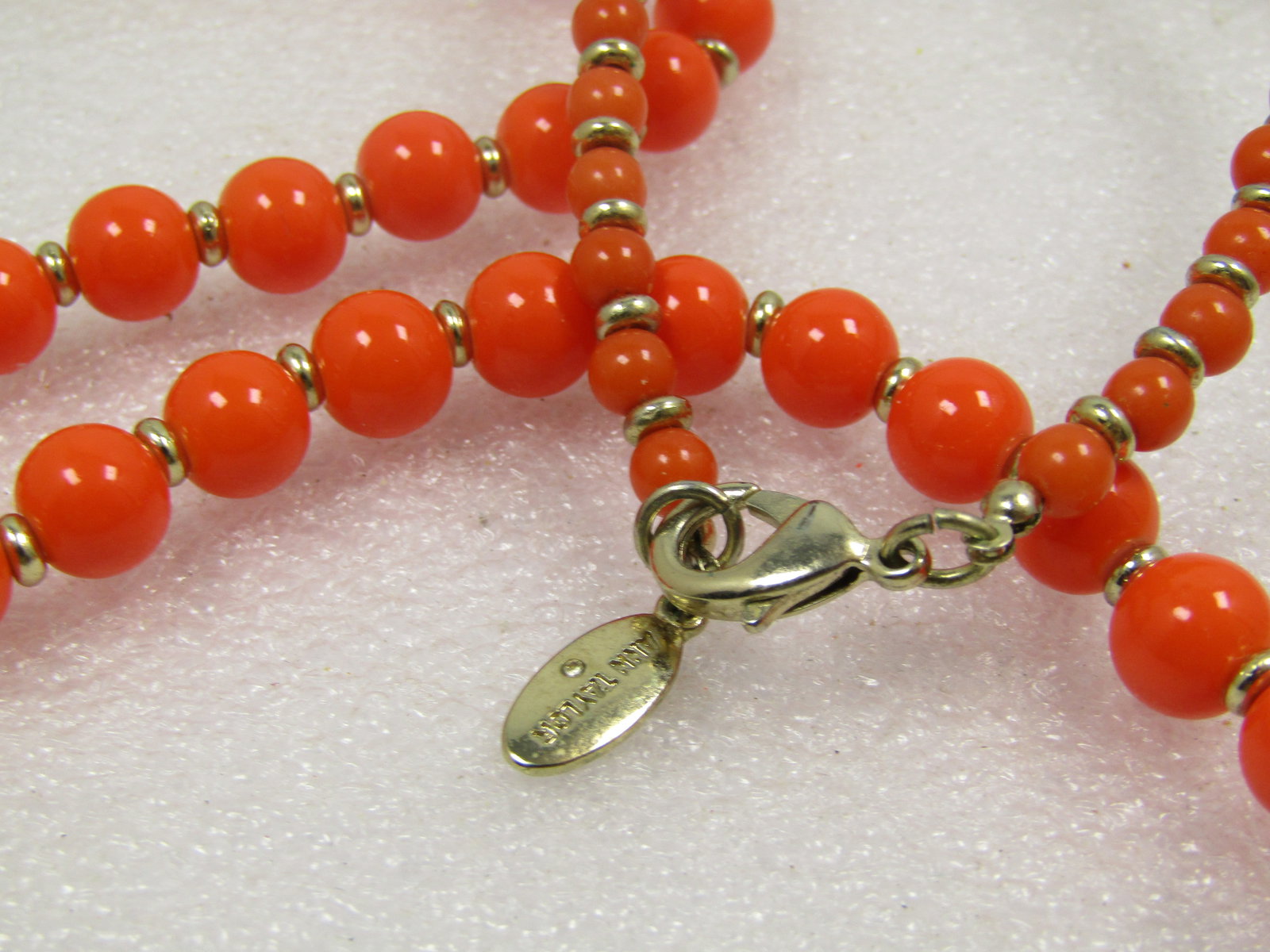 Vintage Ann Taylor Orange/Tan Beaded Necklae, 36", Graduated, 1980's - 6