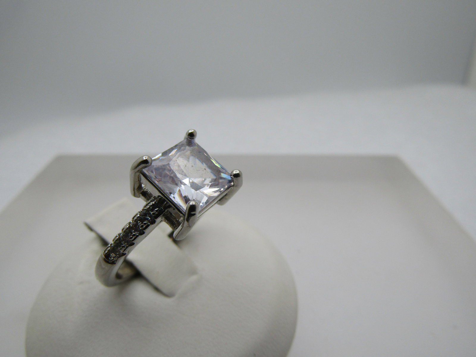 Silver Plated Square Paste Engagement Ring, Sz. Sz. 7.5", - 2
