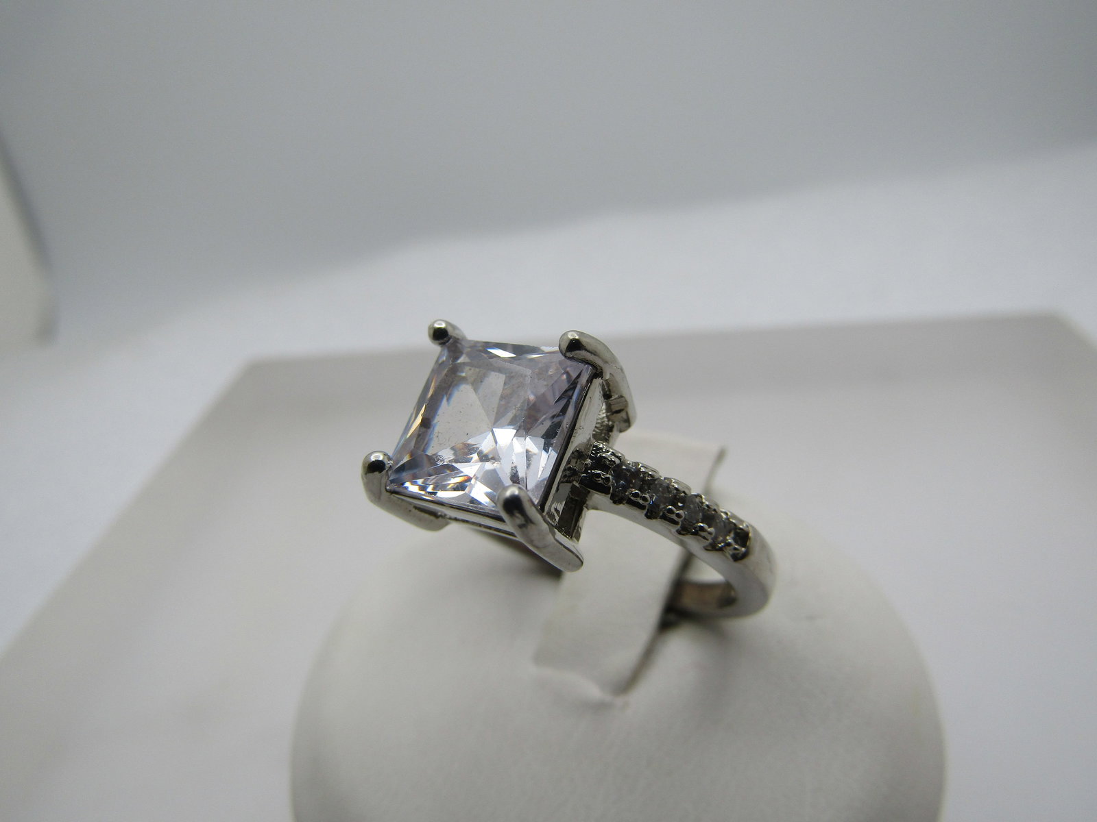 Silver Plated Square Paste Engagement Ring, Sz. Sz. 7.5", - 3