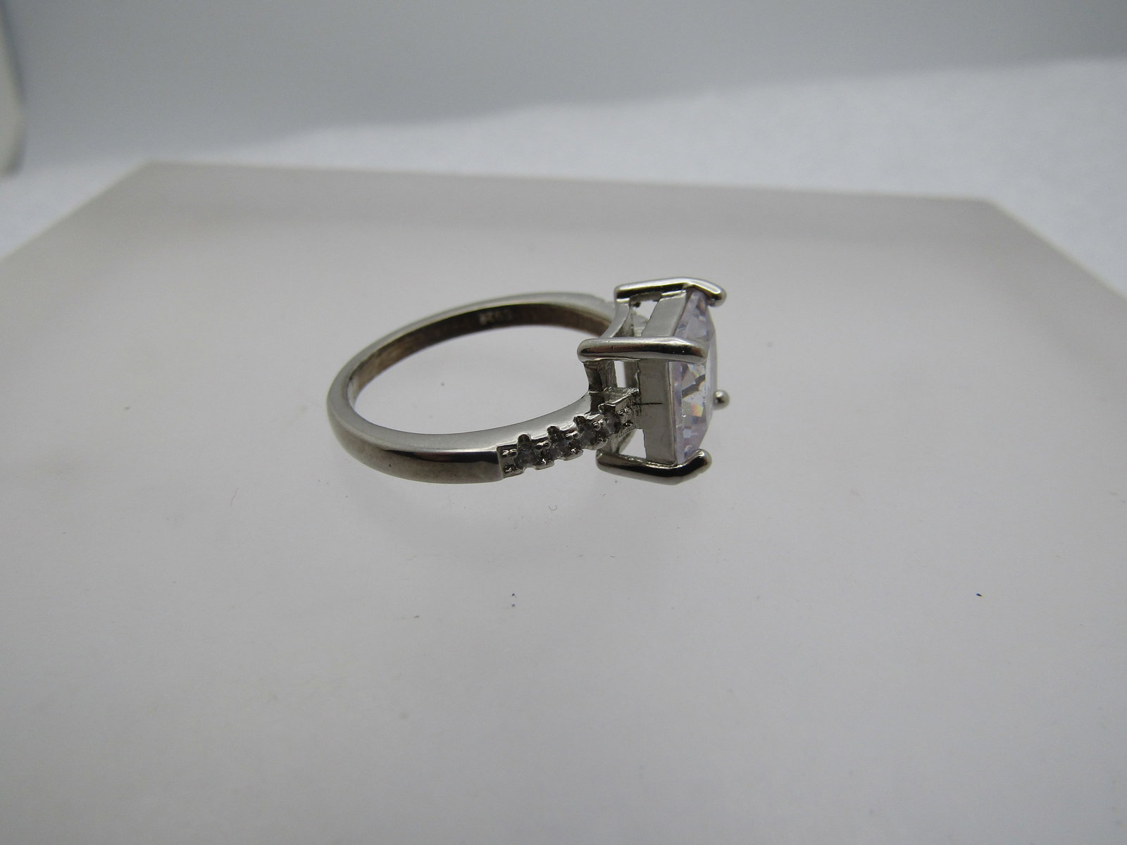 Silver Plated Square Paste Engagement Ring, Sz. Sz. 7.5", - 6