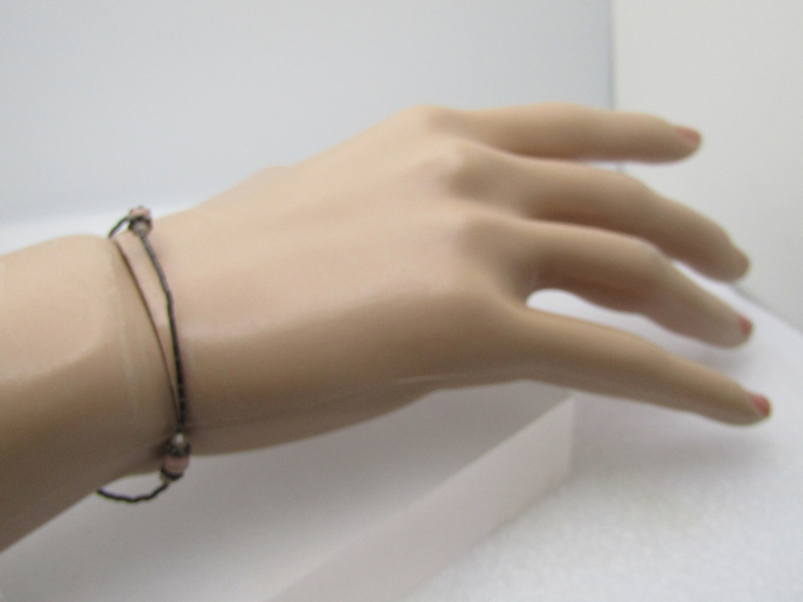 Vintage Sterling Southwestern Rhodocroisite Beaded Bracelet 9", Toggle - 4