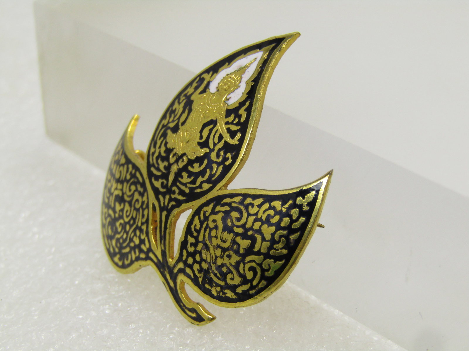 Vintage Siam Goddess Leaf Brooch, 1960's, C-Clasp - 2