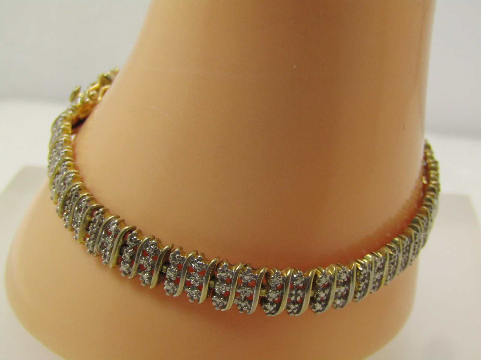 Vintage Sterling Vermeil Illusion Bracelet, 7.5", Signed, 1980's-1990's - 2