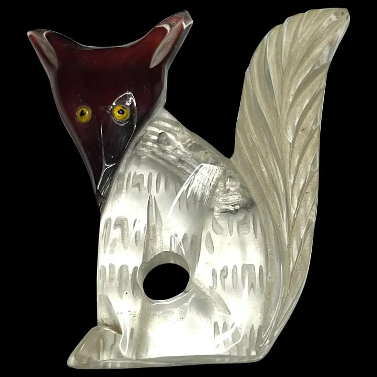 Vintage Lucite Carved Sly Fox Brooch/Pin (1 of 8)